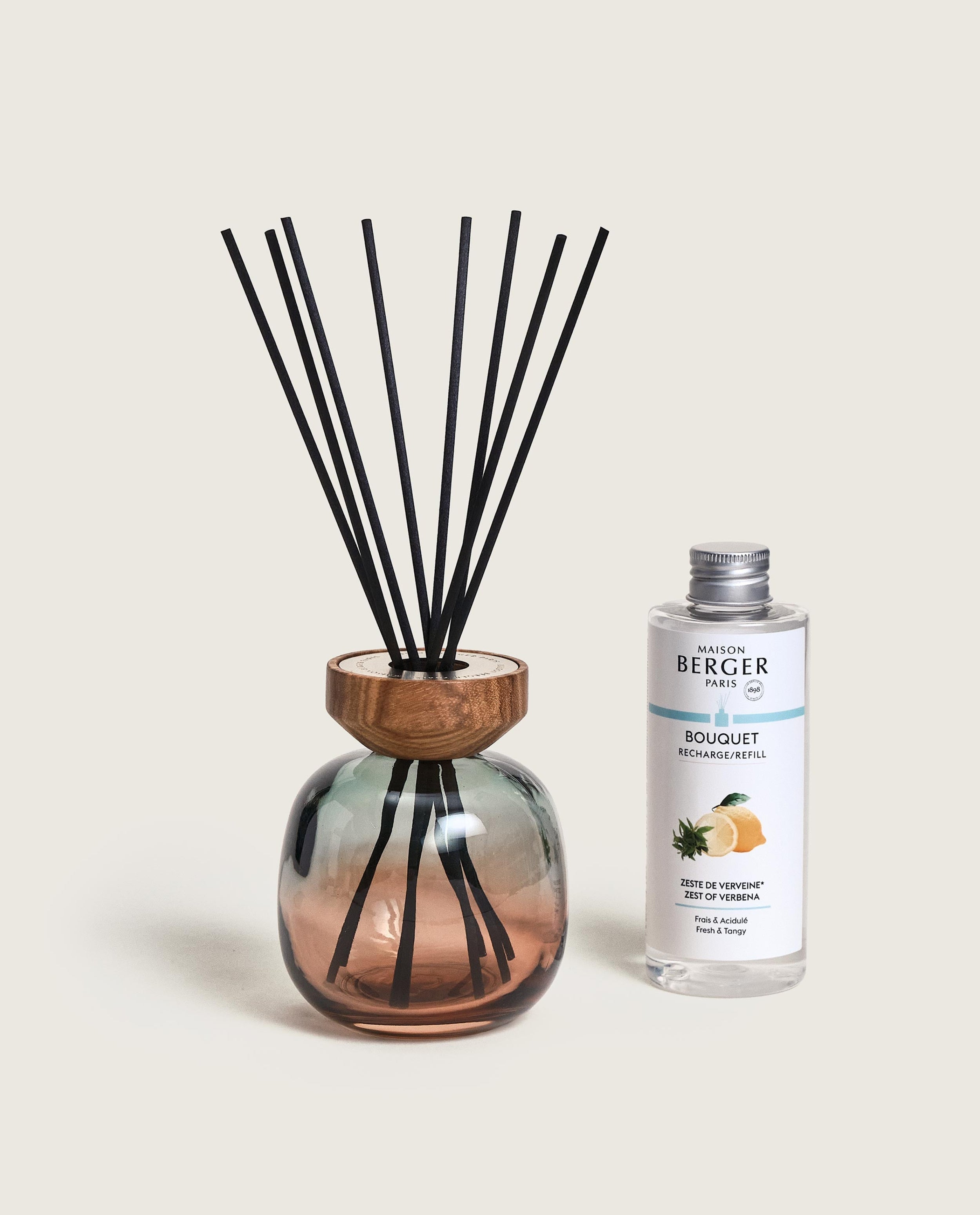 Wood Green/Plum Reed Diffuser with Zest of Verbena