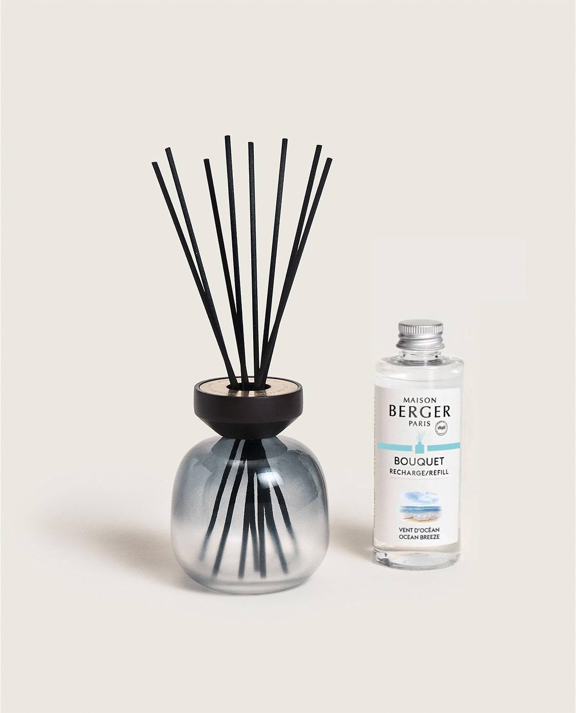 Wood Black/Frosted White Reed Diffuser with Ocean Breeze